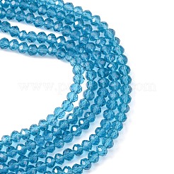 透明ガラスビーズ連売り  多面カット  ロンデル  ダークシアン  2.9~3.3x2mm  穴：0.5mm  約135~140個/連  32~34cm&nbsp;GLAA-R135-2mm-19