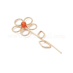 4Pcs 4 Styles Natural Red Agate & Lapis Lazuli & Amethyst & Green Aventurine Faceted Round Bead Copper Wire Wrapped Flower Pendants&nbsp;PALLOY-TA00246
