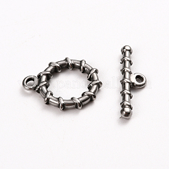変色しにくい304ステンレススチールのトグル留め具  リング  ステンレス鋼色  リング：19x16x2.5mm  穴：1.6mm  バー：22x6x2.5mm  穴：1.6mm&nbsp;STAS-D142-05A-P