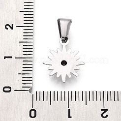 303ステンレススチールペンダント  ラインストーン付き  太陽のチャーム  ステンレス鋼色  14.5x12x2.5mm  穴：6.5x2.8mm&nbsp;STAS-Q110-02P