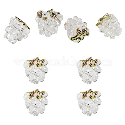 4個の手作りランプワークビーズ  ラズベリー  透明  12.5x10~12mm  穴：1.6mm&nbsp;LAMP-TA0002-24D-1