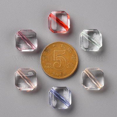 透明なアクリルビーズ  菱形  ミックスカラー  13x13x3mm  穴：1.6mm  辺の長さ：12x12mm&nbsp;X-TACR-S154-08A-1