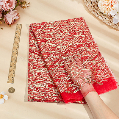 Polyester Sequins Fabric&nbsp;DIY-WH0683-51C-1