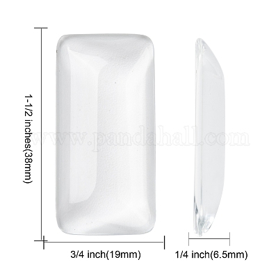 Transparent Rectangle Glass Cabochons&nbsp;GGLA-R025-38x19-1