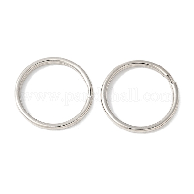 アイアン製キーリング  ダブルループ丸カン  ラックめっき  プラチナ  28.5x3.5mm  内径：23.5mm&nbsp;FIND-B046-07B-P-1