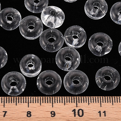 透明ガラスビーズ  フラットラウンド  透明  10x5~6mm  穴：2.5mm  約600個/ポンド&nbsp;GLAA-S195-C-001-1