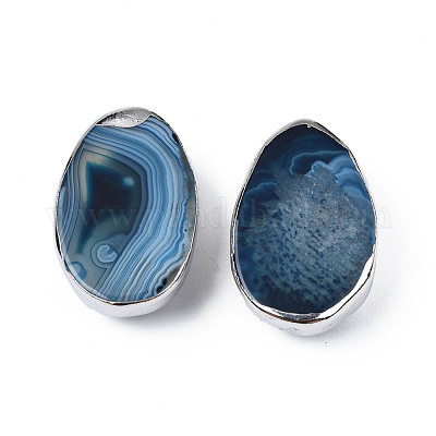 Natural Agate Slide Charms&nbsp;G-S359-382-1