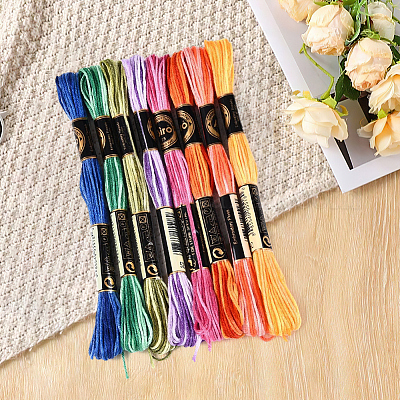 ポリエステル刺繍糸  クロスステッチの糸  セグメント染め  ミックスカラー  0.5~2mm  約8.75ヤード（8m）/かせ  8色  1 かせ/色  8 かせ/セット&nbsp;OCOR-WH20074-13A-02A-1