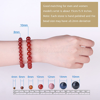 Natural Red Agate Gemstone Bracelet | 20mm Round Beads | Elastic Stretch | 7.5 Inches | AAA Quality