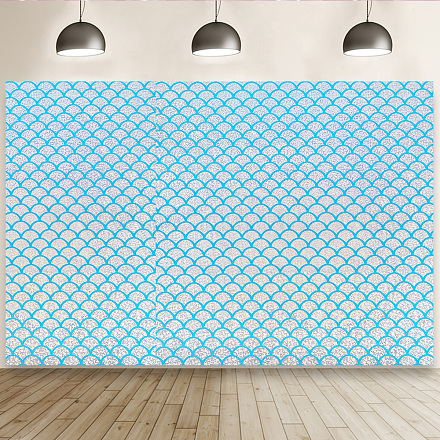 Fishscale Pattern Polyester Fabrics DIY-WH0304-508B-1