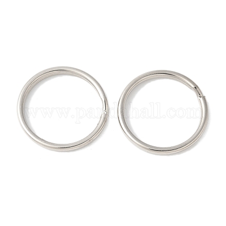 アイアン製キーリング  ダブルループ丸カン  ラックめっき  プラチナ  28.5x3.5mm  内径：23.5mm&nbsp;FIND-B046-07B-P-1