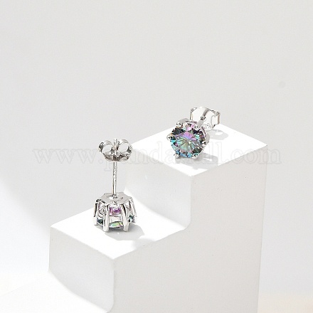 925 Sterling Silver Moissanite Rhinestone Stud Earrings EJEW-U042-05P-04-1