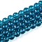 Transparent Glass Bead Strands, Faceted(96 Facets), Round, Steel Blue, 8mm, Hole: 1mm, about 68~70pcs/strand, 20.47~21.06 inch(52~53.5cm)