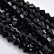 Faceted Bicone Glass Beads Strands, Black, 3.5~3.8x3mm, Hole: 1mm, about about 107~110pcs/strand, 32.5~34cm