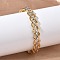 Two-tone 304 Stainless Steel Cuff Bangles for Women, Wave, Ion Plating(IP), Long-Lasting Plated, Golden & Stainless Steel Color, Inner Diameter: 2.05x2.32 inch(5.2x5.9cm)