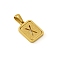 Stainless Steel Pendants, Real 18K Gold Plated, Rectangle, Letter X, 15x12mm