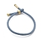 Cotton Cord Bracelets, with Brass Finding, Golden, Light Sky Blue, 8-1/2 inch(21.5cm)~9 inch(23cm)