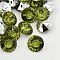 Acrylic Rhinestone Buttons, 1-Hole, Faceted, Xilion Rivoli, Olivine, 15x8mm, Hole: 1mm