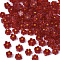 Glass Beads, Flower, Red, 4~6x4~6x2~3mm, Hole: 1mm