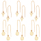 12Pcs 2 Styles Brass Stud Earring Findings, Ear Threads, Mixed Shapes, Nickel Free, Golden, 6pcs/style