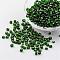 6/0 Round Silver Lined Round Hole Glass Seed Beads, Green, 4mm, Hole: 1.5mm, about 737pcs/50g