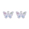 Alloy Rhinestone Pendants, Enamel Style, Butterfly, White, 18mm