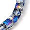 Electorplated Glass Beads, Rainbow Plated, Faceted, Cube, Royal Blue, 7x7x7mm, Hole: 1mm