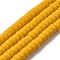 Opaque Glass Beads Strands, Disc, Yellow, 6x3mm, Hole: 1.2mm, about 115pcs/strand, 14.96''(38cm)