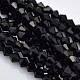 カット加工ダブルコーンガラスビーズ連売り  ブラック  3.5~3.8x3mm  穴：1mm  約107~110個/連  32.5~34cm&nbsp;EGLA-P017-3mm-04-1
