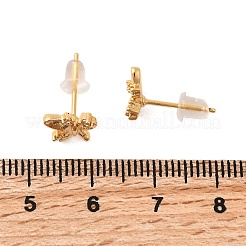 Brass Micro Pave Clear Cubic Zirconia Butterfly Stud Earrings&nbsp;EJEW-C158-16B-G