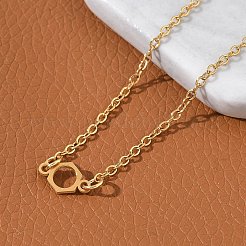 304 Stainless Steel Chemical Symbol Pendant Necklaces&nbsp;NJEW-Z073-03G-01