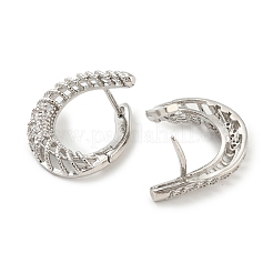 ラックメッキ真鍮、キュービックジルコニア付きフープピアス、女性用  ティアドロップ  プラチナ  20.5x17mm&nbsp;EJEW-G363-03P
