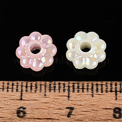 プラスチックビーズ  模造ゼリー  花  ABカラーメッキ  ミックスカラー  9x8.5x4mm  穴：2mm  約4166個/500g&nbsp;KY-N026-32