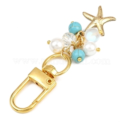 Round Natural White Jade & Lapis Lazuli & Green Aventurine & Synthetic Turquoise & Moonstone Pendant Decorations&nbsp;HJEW-JM04144