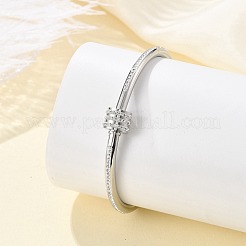 女性用304ステンレススチールラインストーンバングル  エナメル  ステンレス鋼色  内径：1-7/8x2-3/8インチ（4.8x5.9cm）&nbsp;BJEW-Z092-04P