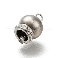 304ステンレスペンダント  ラインストーン付き  クリスマス鐘  ステンレス鋼色  16x10mm  穴：2mm&nbsp;STAS-H227-03P