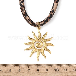 304 Stainless Steel Sun Pendant Leopard Print Polyester Cord Necklaces for Women&nbsp;NJEW-D340-04G