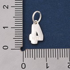 ナンバーシリーズ 925 スターリングシルバーチャーム  スタンプ925個と丸カン付き  銀色のメッキ  4つの  11x6.5x1.5mm  穴：3.5mm&nbsp;STER-Q002-01E