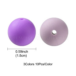 30Pcs 3 Colors Silicone Beads Round Rubber Bead 15MM Loose Spacer Beads for DIY Supplies Jewelry Keychain Making&nbsp;SIL-FS0001-01A