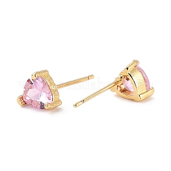 Dainty Heart Pink Cubic Zirconia Stud Earrings for Her&nbsp;EJEW-C002-11G-RS