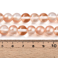 ベーキングペイント透明ガラスビーズ  ラウンド  ツートン  ダークサーモン  9.5~10mm  穴：1.2mm&nbsp;X1-DGLA-N011-10mm-04