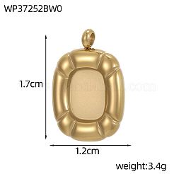 304ステンレススチールペンダントカボションセッティング  長方形  イオンプレーティング（ip）  18KGP本金メッキ  17x12mm  穴：1mm&nbsp;STAS-OY010-45G