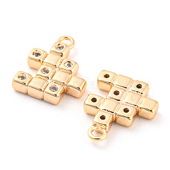 真鍮製マイクロパヴェキュービックジルコニアチャーム  正方形  18KGP本金メッキ  12x9.5x2mm  穴：1.2mm&nbsp;KK-E090-36G