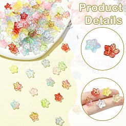 ベーキングペイント透明ガラスビーズ200個  花  ミックスカラー  12x12.5x4mm  穴：1.6mm&nbsp;GLAA-CJ0002-87