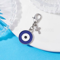 合金エナメルペンダント装飾  合金クラスプ付  ナザールボンジュウとフラットラウンド  ミックスカラー  42mm  3個/セット&nbsp;HJEW-JM01451