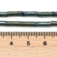 電気メッキされた天然溶岩岩ビーズ連売り  コラム  メッキグリーン  9x3mm  穴：1mm  約43個/連  15.75''（40センチメートル）&nbsp;G-K388-03A-06