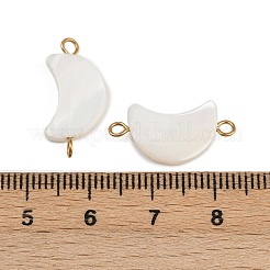 Natural Shell Moon Connector Charms&nbsp;STAS-D378-24G