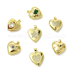 7Pcs 7 Styles Brass Micro Pave Clear Cubic Zirconia Locket Pendants&nbsp;FIND-CJ0005-08