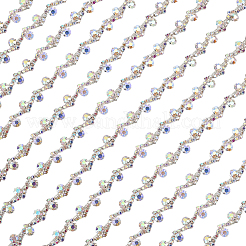S字型のガラスラインストーンと鉄カップチェーン  銀  9x4.6mm  約1ヤード(90~94cm)/個&nbsp;DIY-WH20032-25S-02