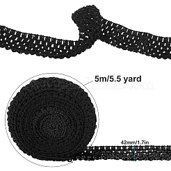 チロリアンテープ  伸縮性のあるかぎ針編みのヘッドバンド  赤ちゃんのヘッドバンド用  ブラック  42mm&nbsp;OCOR-WH0058-09B
